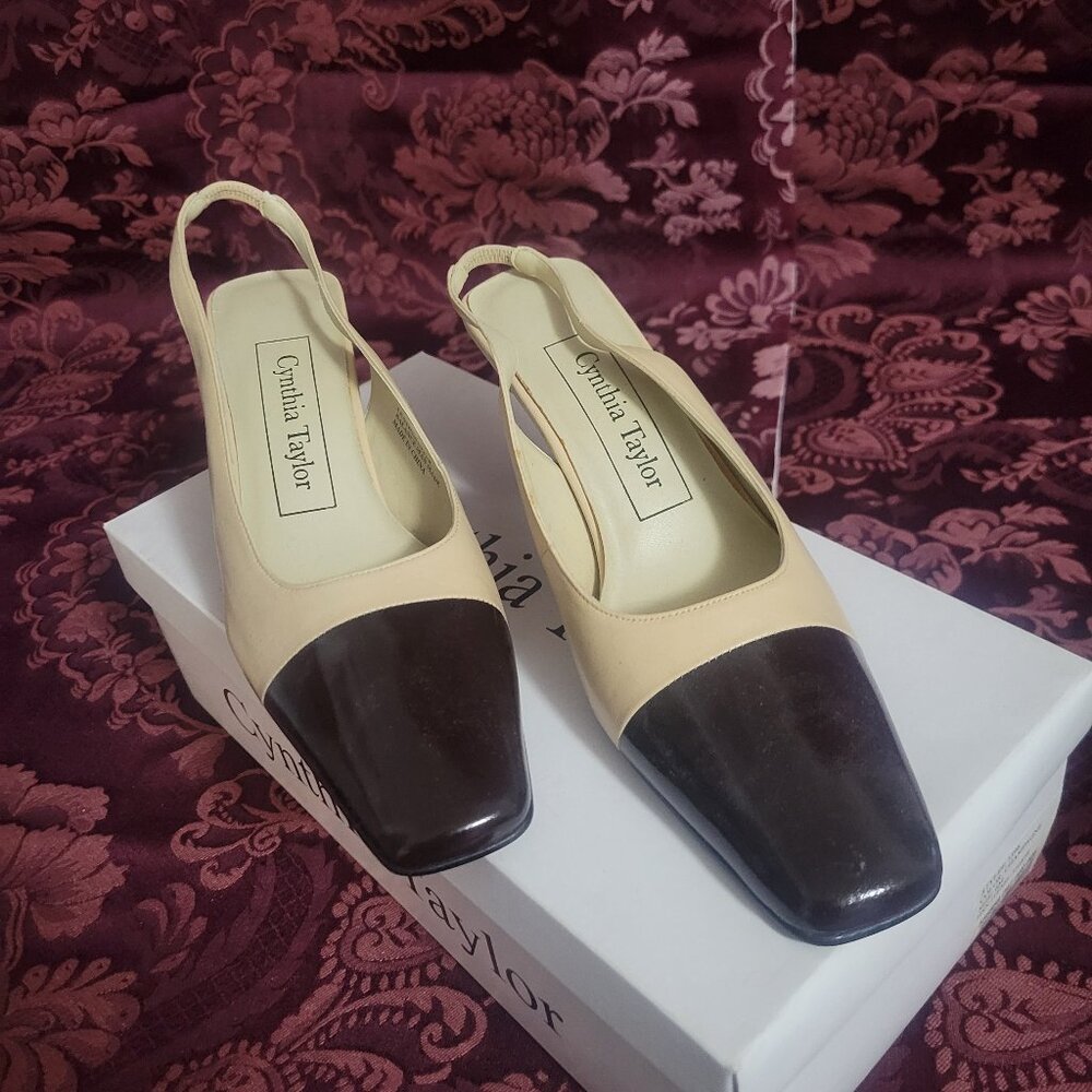 Cynthia Taylor Cream Brown Spectator Slingbacks 6M
